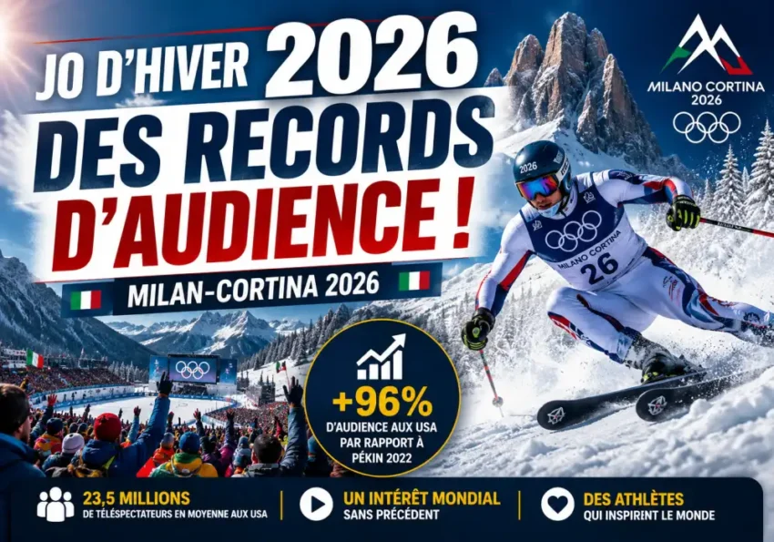Athlète olympique en pleine action devant un public attentif lors d’une épreuve sportive.