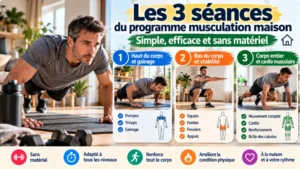 Programme musculation maison sans matériel : 3 séances efficaces pour se renforcer chez soi